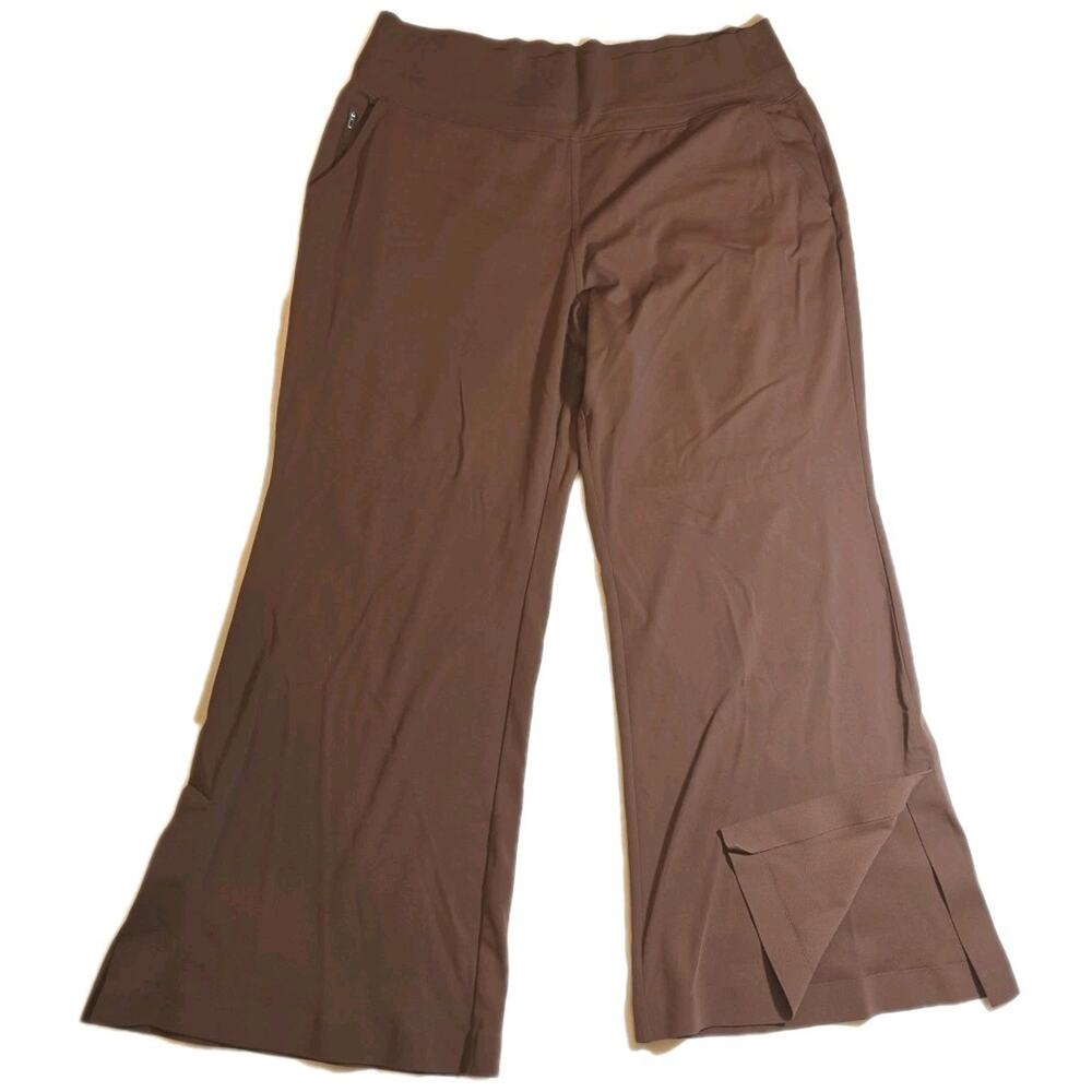Athleta Venice Flare Pants Women's Brown Wide Slit Leg High Rise Size 2X